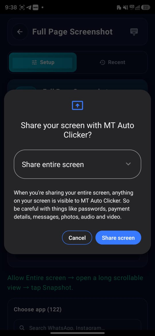 Share Screen Dialog